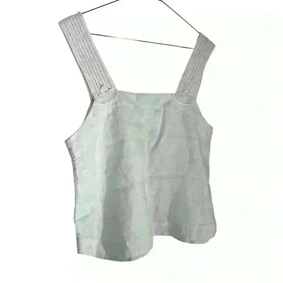 Joie Women's Paisley Linen beach resort vacation summer Top in Porcelain - Picture 8 of 11